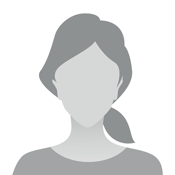 The image is a stylized, silhouetted icon of a person with a side profile view, featuring hair, a neck, and a torso with a single visible shoulder.